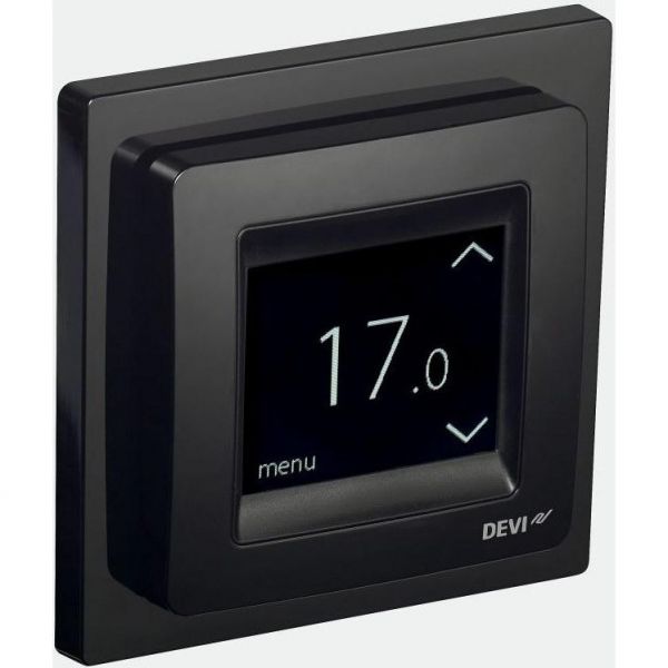 Терморегулятор DEVIreg Touch, сенсорный, 2" экран, 85 х 85мм, макс. 16A, черный